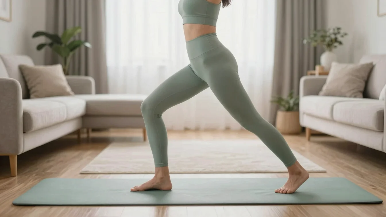 A person doing light mobility work in a living room, integrating